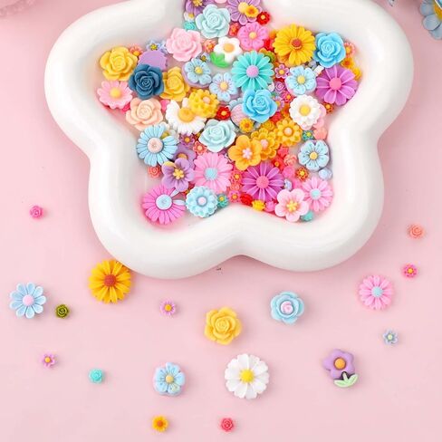 150 قطعة من simarro سحر زهرة الراتنج الصغيرة، كبوشن راتنج مسطح على شكل زهور الأقحوان ألوان مختلطة سحر زهرة الأقحوان من الراتنج الوحل لإكسسوارات الشعر اليدوية اليدوية in Kuwait