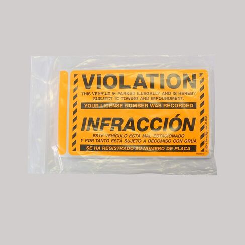 SmartSign Bilingual Parking Violation Stickers | Pack of 50 Labels with Permanent Adhesive, 5 x 8 inch, Vehicle Illegally Parked Sticker, Hard to Remove Write-On Tickets, Fluorescent Orange in Saudi Arabia