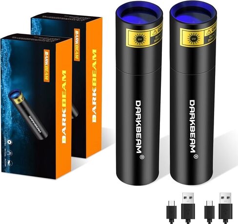 مصباح خشبي خفيف من DARKBEAM بالأشعة فوق البنفسجية 365 نانومتر V4 USB قابل لإعادة الشحن ومصباح أسود محمول LED مصباح يدوي بالأشعة فوق البنفسجية بحجم جيب صغير، كاشف لبول الحيوانات الأليفة، والبقع، والمواد الفلورية، وفحص النقود، كهرمان 370 نانومتر in Kuwait