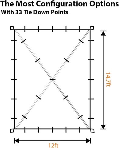 Gold Armour Rainfly Tarp Hammock, Premium 14.7ft/12ft/10ft/8ft Rain Fly Cover, Waterproof Ultralight Camping Shelter Canopy, Survival Equipment Gear Tent Accessories (Camouflage 10ft x 10ft) in Kuwait