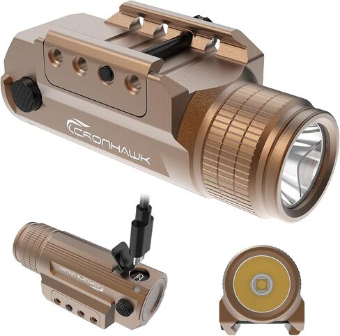 CRONHAWK Pistol Flashlight Rechargeable 700 Lumen Rail Mounted Tactical Flashlight Compact Weapon Light for Gun Light fits Picatinny in Kuwait
