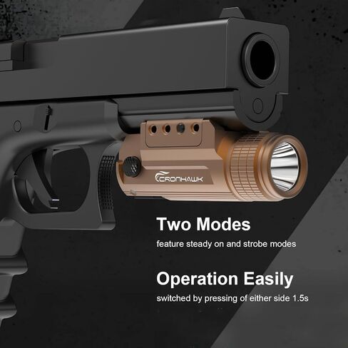 CRONHAWK Pistol Flashlight Rechargeable 700 Lumen Rail Mounted Tactical Flashlight Compact Weapon Light for Gun Light fits Picatinny in Kuwait