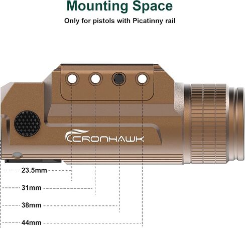 CRONHAWK Pistol Flashlight Rechargeable 700 Lumen Rail Mounted Tactical Flashlight Compact Weapon Light for Gun Light fits Picatinny in Kuwait