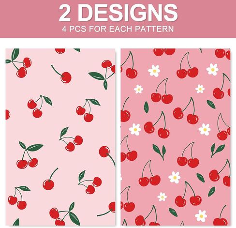 JarThenaAMCS 8 Sheet Cherry Wrapping Paper -Not Roll- Pink Cherry Flower Gift Wrap Paper Folded Flat Art Paper for Birthday Baby Shower DIY Crafts, 19.7 x 27.6 Inch in Saudi Arabia