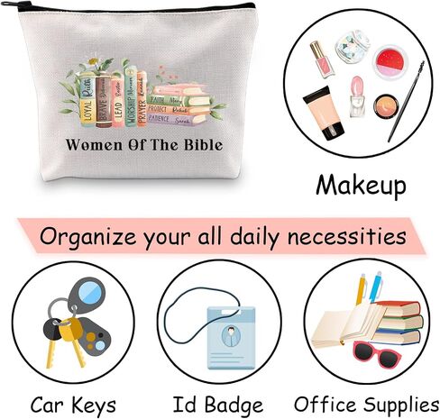 JXGZSO Religious Bible Gift Women Of The Bible Christian Faith Cosmetic Bag Bible Lover Gift Christian Bible Verse Gifts in Saudi Arabia