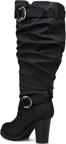 mysoft Women's Wide/Extra Wide Calf Knee High Boots Fashion Chunky Block Heel Pull On Winter Boots with Side Zippers in Kuwait