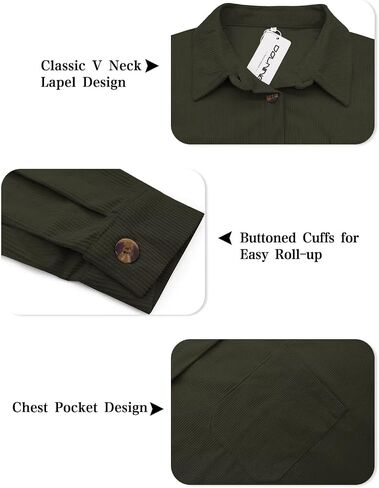 Plus Size Shackets for Women Fashion Fall Outfits Corduroy Shirts with Pockets Casual Long Sleeve Button Down Blouse Tops in Kuwait