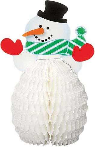 Unique Frosty Fun Snowman Honeycomb Decorations - 7" (4 Count) - Multicolor, Perfect for Holiday Season Festivities in Saudi Arabia