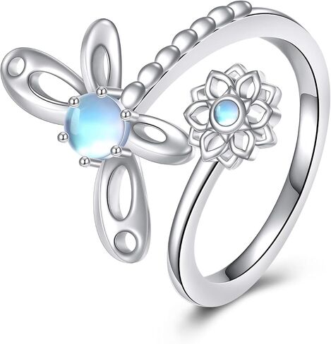 TIGER RIDER Sterling Silver Rings for Women Sunflower Bee Rings Turquoise Tree of Life Rings Daisy Anxiety Rings Dragonfly Ring Christmas Jewelry Birthday Mothers Day Gifts for Mom Size 7#8 in Saudi Arabia