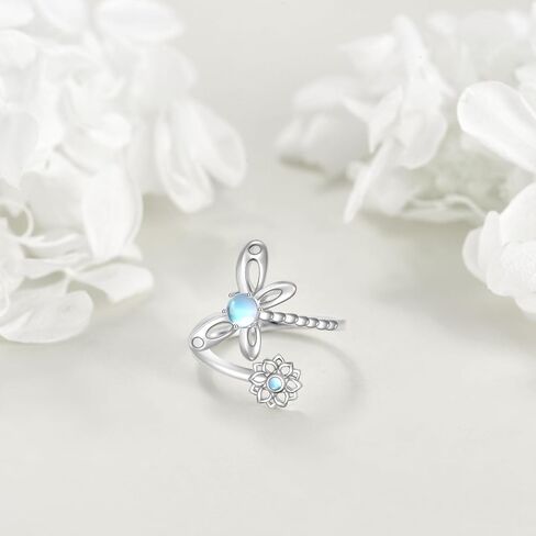 TIGER RIDER Sterling Silver Rings for Women Sunflower Bee Rings Turquoise Tree of Life Rings Daisy Anxiety Rings Dragonfly Ring Christmas Jewelry Birthday Mothers Day Gifts for Mom Size 7#8 in Saudi Arabia