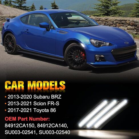 مصباح إشارة وامض LED للحاجز الأمامي متوافق مع 2013-2020 Subaru BRZ Scion FRS T-oyota FT86 استبدال مصباح Sidemarker الأبيض وعدسة دخان بيضاء LED قطعتين in Kuwait