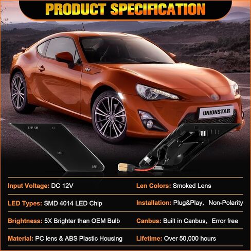 مصباح إشارة وامض LED للحاجز الأمامي متوافق مع 2013-2020 Subaru BRZ Scion FRS T-oyota FT86 استبدال مصباح Sidemarker الأبيض وعدسة دخان بيضاء LED قطعتين in Kuwait