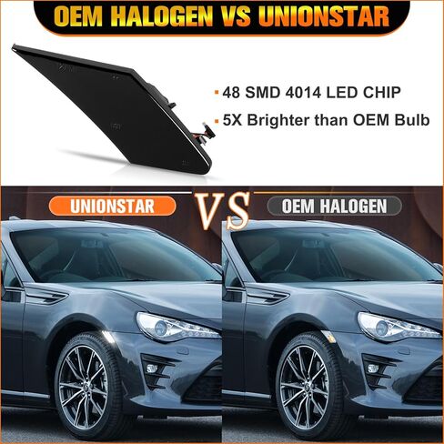 مصباح إشارة وامض LED للحاجز الأمامي متوافق مع 2013-2020 Subaru BRZ Scion FRS T-oyota FT86 استبدال مصباح Sidemarker الأبيض وعدسة دخان بيضاء LED قطعتين in Kuwait