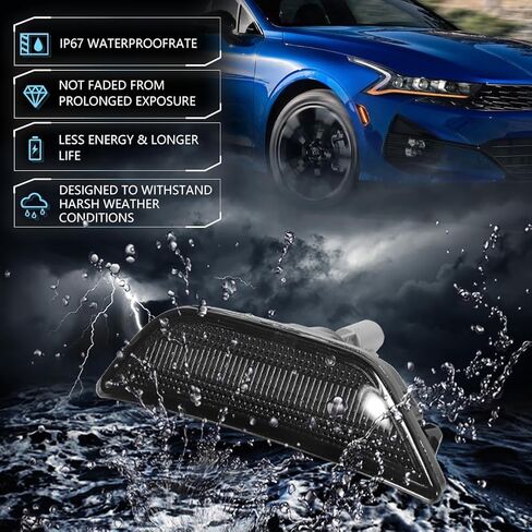مصابيح LED جانبية أمامية لسيارة Kia K5 2021 2022 2023-up، K5 مصابيح جانبية للعدسة المدخنة، مصابيح إشارة الانعطاف LED من Kia Amber، استبدل OEM #921A1-L3000، 921A2-L3000، قطعتان in Kuwait