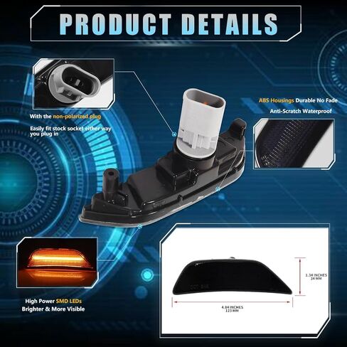 مصابيح LED جانبية أمامية لسيارة Kia K5 2021 2022 2023-up، K5 مصابيح جانبية للعدسة المدخنة، مصابيح إشارة الانعطاف LED من Kia Amber، استبدل OEM #921A1-L3000، 921A2-L3000، قطعتان in Kuwait