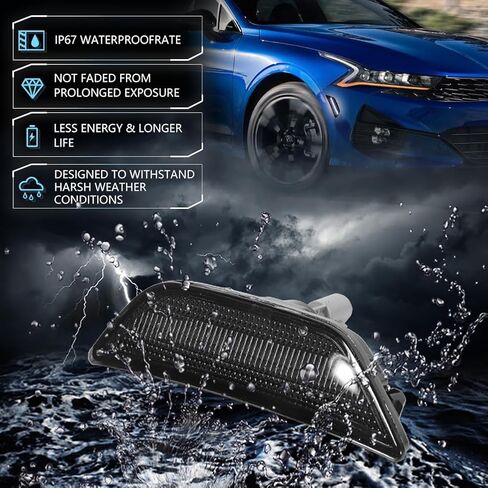 مصابيح LED جانبية أمامية لسيارة Kia K5 2021 2022 2023-up، K5 مصابيح جانبية للعدسة المدخنة، مصابيح إشارة الانعطاف LED من Kia Amber، استبدل OEM #921A1-L3000، 921A2-L3000، قطعتان in Kuwait