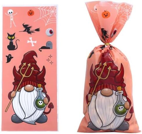 200 قطعة من أكياس حلوى السيلوفان للهالوين من EVECILOO، حقائب هدايا الهالوين، أكياس حلوى الهالوين السعيدة، أكياس حلوى الكوكيز البلاستيكية مع أربطة ملفوفة لمستلزمات حفلات الهالوين in Kuwait