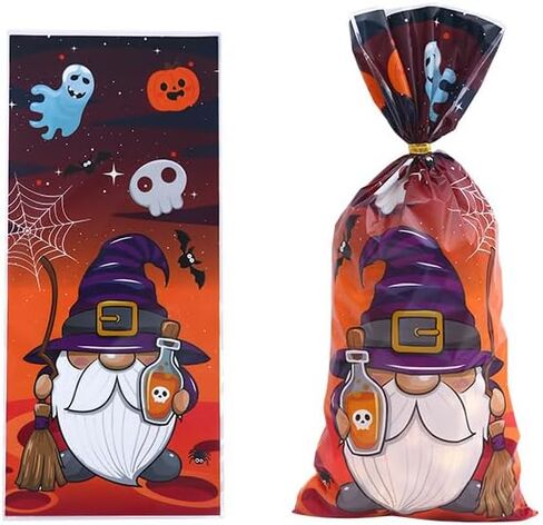 200 قطعة من أكياس حلوى السيلوفان للهالوين من EVECILOO، حقائب هدايا الهالوين، أكياس حلوى الهالوين السعيدة، أكياس حلوى الكوكيز البلاستيكية مع أربطة ملفوفة لمستلزمات حفلات الهالوين in Kuwait