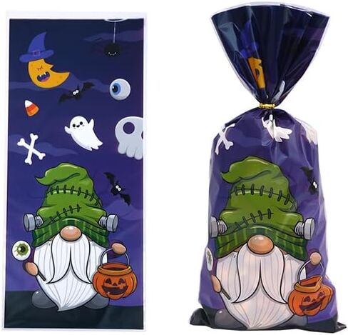 200 قطعة من أكياس حلوى السيلوفان للهالوين من EVECILOO، حقائب هدايا الهالوين، أكياس حلوى الهالوين السعيدة، أكياس حلوى الكوكيز البلاستيكية مع أربطة ملفوفة لمستلزمات حفلات الهالوين in Kuwait