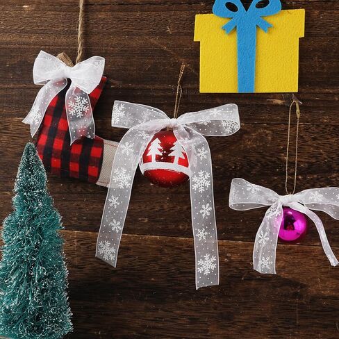 Christmas Ribbon 22yards x 1 inch, Narrow White Snowflake Ribbon Christmas Ribbon for Crafts Making Gift Wrapping Winter Holiday Xmas Decor in Saudi Arabia