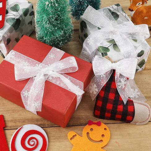 Christmas Ribbon 22yards x 1 inch, Narrow White Snowflake Ribbon Christmas Ribbon for Crafts Making Gift Wrapping Winter Holiday Xmas Decor in Saudi Arabia