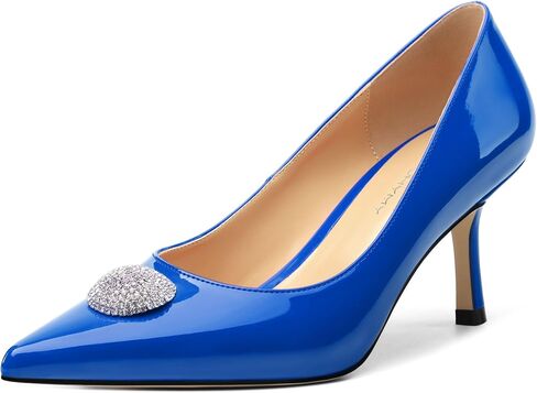 High Heels Pointed Toe Pumps for Women Rhinestone Closed Toe Stillettos Heels Dress Shoes 2.5" in Kuwait