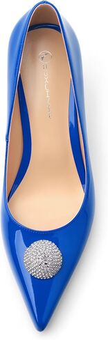 High Heels Pointed Toe Pumps for Women Rhinestone Closed Toe Stillettos Heels Dress Shoes 2.5" in Kuwait