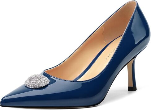 High Heels Pointed Toe Pumps for Women Rhinestone Closed Toe Stillettos Heels Dress Shoes 2.5" in Kuwait