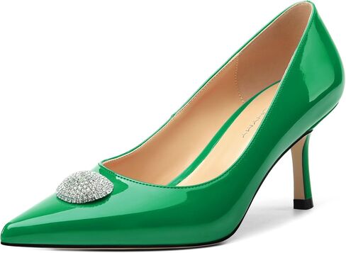 High Heels Pointed Toe Pumps for Women Rhinestone Closed Toe Stillettos Heels Dress Shoes 2.5" in Kuwait