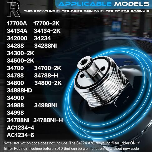 مجفف فلتر إعادة تدوير مكيف الهواء 34724، فلتر دوار، متوافق مع آلة حقن استرداد المبردات Robinair لـ 34700 34788 34700-2K 34700Z 17700-2K 34234 34134A 342000 34134-2K in Kuwait
