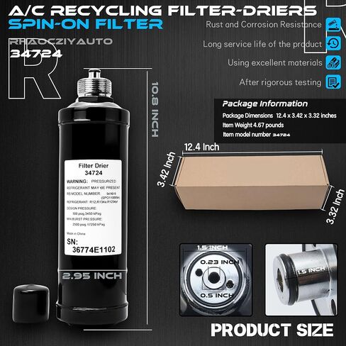 مجفف فلتر إعادة تدوير مكيف الهواء 34724، فلتر دوار، متوافق مع آلة حقن استرداد المبردات Robinair لـ 34700 34788 34700-2K 34700Z 17700-2K 34234 34134A 342000 34134-2K in Kuwait