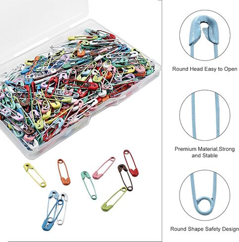 Murtenze 250Pcs Black Nickel-Plated Steel Safety Pins, 0.75inch / 19mm Mini Safety Pins with Convenient Box, Ideal for Clothes, Home, Office in Saudi Arabia