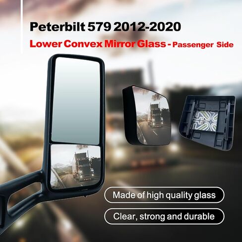 زجاج مرآة بديل رائع لـ Peterbilt 579 (2012-2020) و567 (2008-2017)، مرآة محدبة بزاوية عريضة ساخنة، عاكسة للغاية، جانب الركاب (OEM: 154800014) in Saudi Arabia