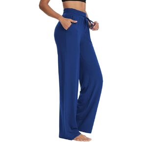 Womens Yoga Sweatpants Wide Leg High Waisted Drawstring Casual Workout Lounge Pajamas Pants with Pockets