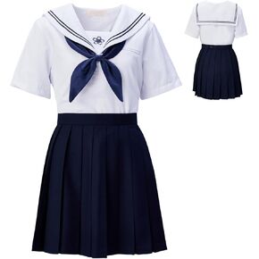 Japanese-style Sailor Uniform sailor suit three-piece set white cosplay photography school uniform