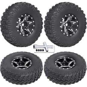 Aluminum 1.0 Beadlock Wheels and Tires for Axial SCX24 Deadbolt C10 Jeep Wrangler Bronco Gladiator 1/24 RC Crawler Car Upgrades (4-Pack)