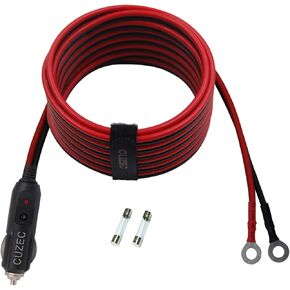 CUZEC Heavy-Duty 14AWG 20A Male Plug Cigarette Lighter Adapter Power Supply Cord with 14ft / 4.27m 14 AWG Cable Wire for Car Inverter Air Pump Electric Cup and DIY