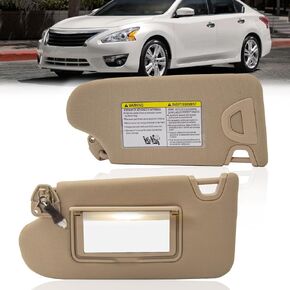 Left Driver Side Sun Visor Compatible with 2013-2018 Nissan Altima with Light 96401-3TA2A(Beige)
