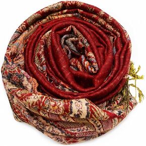 Pashmina Scarf Shawl Bohemian Women Wedding Wrap Stole with Fringes Single Jacquard