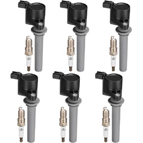 Set of 6 DG513/DG500 Ignition Coil Pack and SP493 Spark Plugs Compatible with Taurus Escape Mazda Tribute Escape Taurus Mercury Sable Mariner Montego V6 3.0L Replaces FD502 UF406