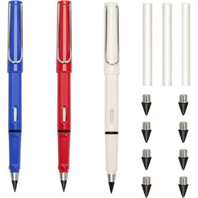 3 قطع قلم رصاص يدوم طويلاً، قلم رصاص يدوم طويلاً، رأس قابل للاستبدال، قلم لا نهائي بدون حبر، أقلام كتابة معدنية غير محدودة قابلة لإعادة الاستخدام مع 8 رؤوس أقلام in Kuwait