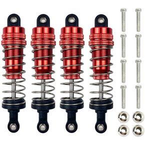 4pcs/set Aluminum Front & Rear shock absorbers for Wltoys 124019 124018 124017 124016 144002 144001 RC car upgrades parts（Red）