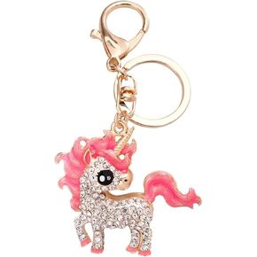 KeyChain Rhinestone Unicorn Key Ring Rainbow Unicorn Key Chain Car Bag Pendant Charm Gift for Women Girls