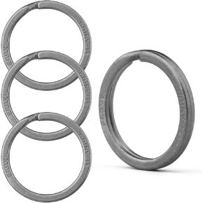 FEGVE Titanium Key Rings Split Rings 4 Packs, for Home Car Keys Organization, Sandblasted(Grey - 20mm / 0.79 inch)