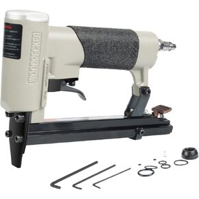 Woodpecker N7116S 22 Gauge Rapid Pneumatic Upholstery Stapler Adjustable Frequency Air Power Fine Wire Staple Gun 3/8-Inch Crown Upholstery Staple Gun 1/4-Inch to 5/8-Inch Leg Length for Upholstering