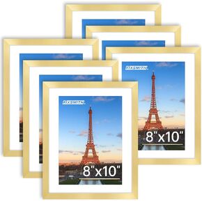 FIXSMITH 8.5x11 Picture Frame Bulk-6 Pack, Photo Frame with HD Plexiglass, Display Pictures 6x8 with Mat or 8.5x11 Without Mat, Black Picture Frames Collage Wall Decor, Gallery Wall Frame