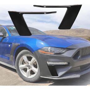 Front Bumper Cover Pocket Accents Compatible with Ford Mustang 2018-2023 Accessories,L-Shaped Fog Lamp Vent Canard Strip Eyelid Trim Eyebrow Decoration Accessories (Not Support GT350's