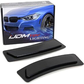 iJDMTOY Glossy Black Smoked Lens Front Bumper Side Markers Compatible With 2016-2018 BMW F30 F31 LCI 3 Series 320i 340i, F32 4 Series 420i 428i 435i 440i, Replace OEM Amber Reflector Assy