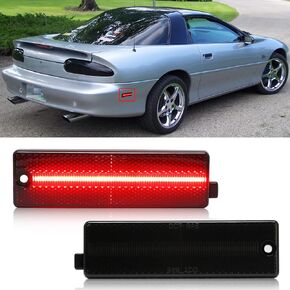 LED Rear Side Marker Lights Compatible With Camaro 1993-2002 All Models,Smoked Lens Red LED Rear Bumper Fender Side Marker Lamps Assembly Replacement