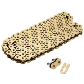 Gold 520 X-Ring Motorcycle Chain 120 Links for Honda Kawasaki with Connecting Master Link - Enhanced Durability & Universal Fit